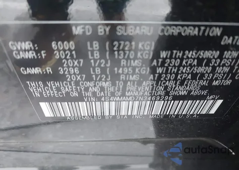 2022 Subaru Ascent Limited из США, поврежденный, VIN 4S4WMAMD7N3469296